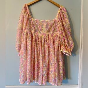 Selkie Rainbow Sequin Puff Dress